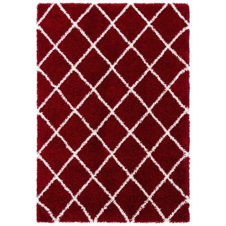 Safavieh 2 ft. 3 in. x 8 ft. Hudson Shag Power Loomed Runner Area Rug; Red & Ivory SGH222Q-28